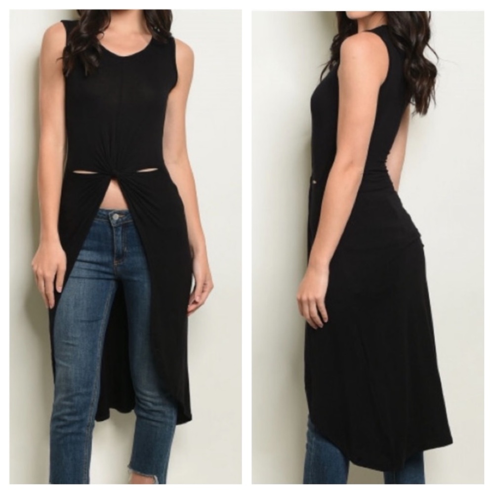 HIGH LOW BLACK Tunic TOP S